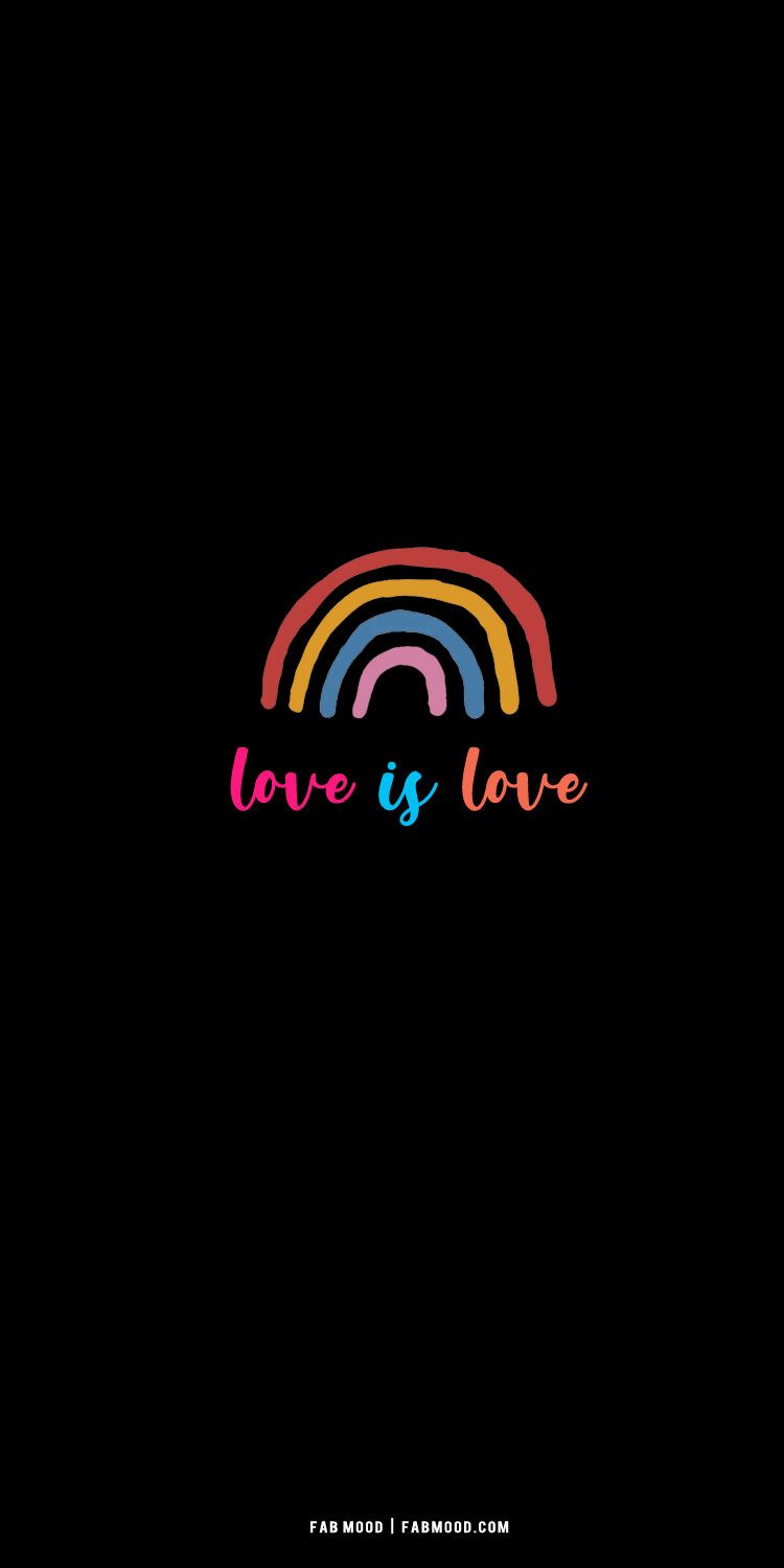 Regenbogen, Love is Love, Schriftzug, LGBTQ, Minimalismus, iPhone-16-Hintergrundbild