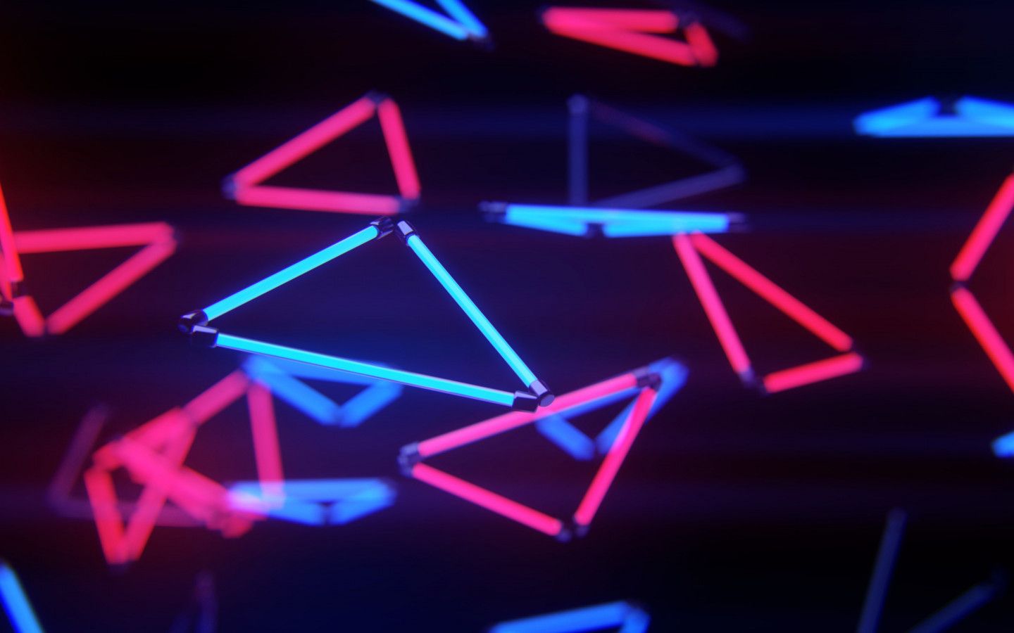 Neonröhren, Dreiecke, Rot-Blau, Abstrakt, Geometrisch, HD, Hintergrund für den Desktop