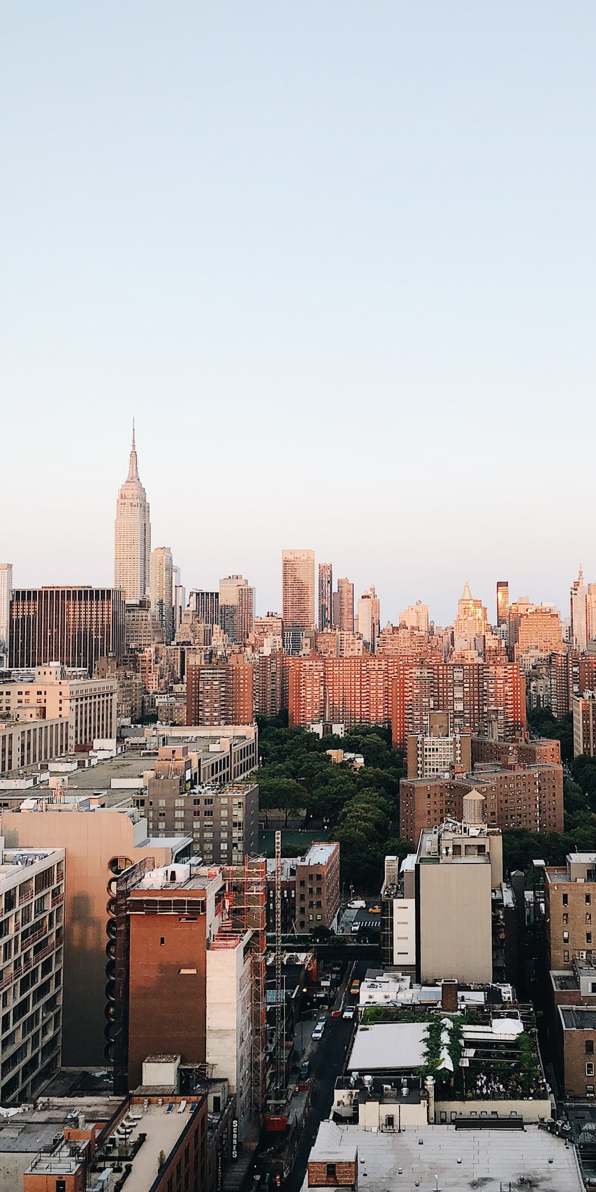Empire State Building, Manhattan, New York City, Skyline, Wolkenkratzer, Blauer Himmel, Handy-Hintergrund