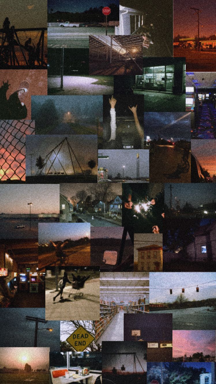 Collage, Großstadt, Nacht, Düster, Stadtlichter, Hochformat, Hintergrundbild fürs Smartphone
