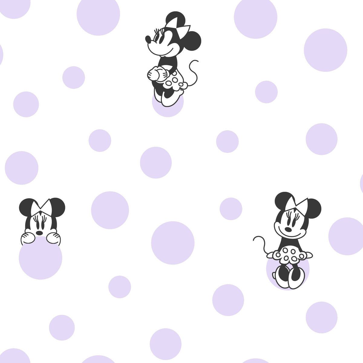 Minnie Maus, Lila Punkte, Weiß, Muster, Schwarz-Weiß, Hintergrundbild für iPad und Tablet