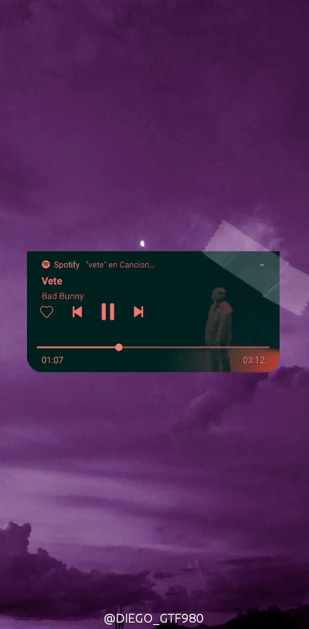 Musikplayer, Lila, Widget, Pflanze, Dunkel, Hochformat, Hintergrundbild fürs Smartphone