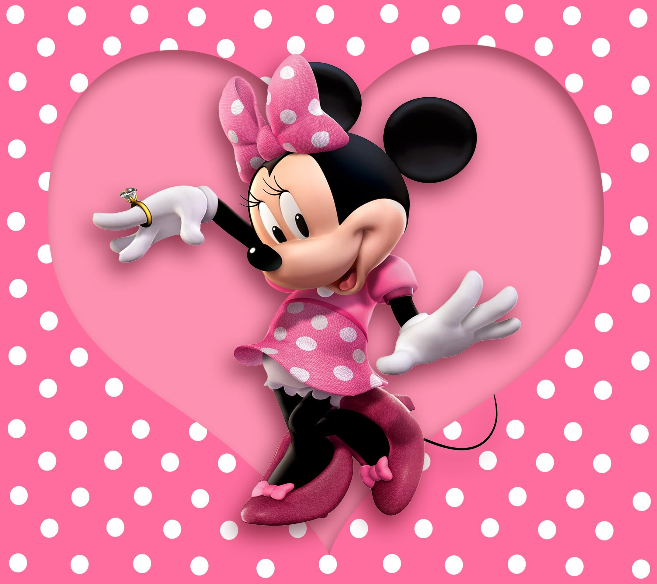 Minnie Maus, Herz, Pink, Polka Dots, Tanzen, Full HD, iPad-Hintergrundbild
