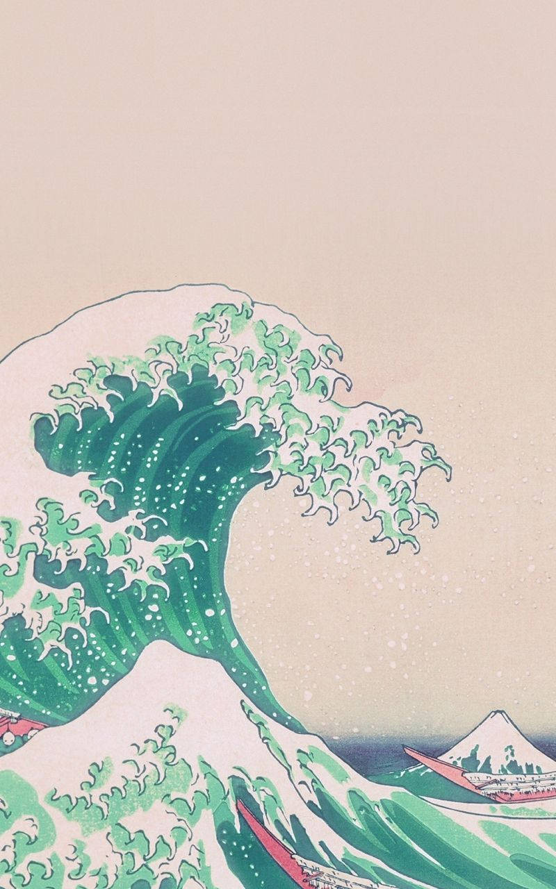 Die große Welle vor Kanagawa, Hokusai, Japanische Kunst, Holzschnitt, Welle, HD-Handy-Hintergrundbild