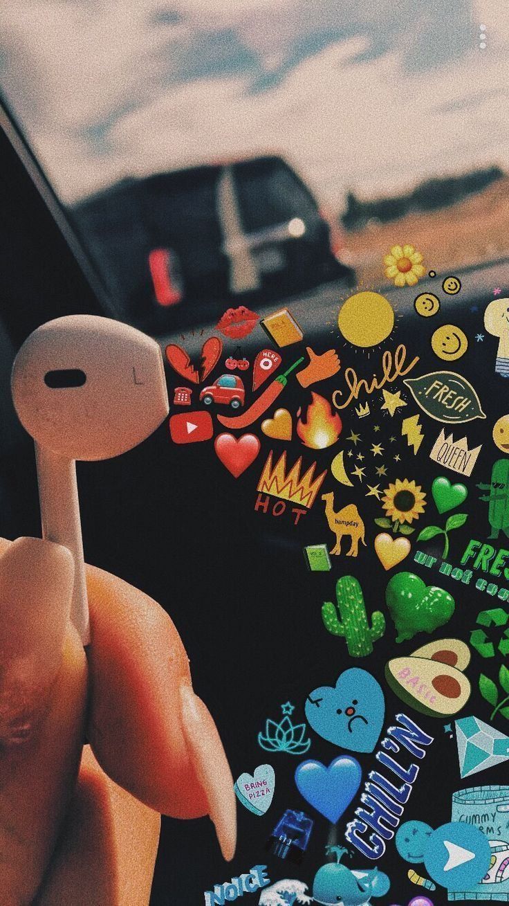 Kopfhörer, Emoji-Herzen, Hand, Regenbogen, Auto, HD, Sperrbildschirm fürs iPhone