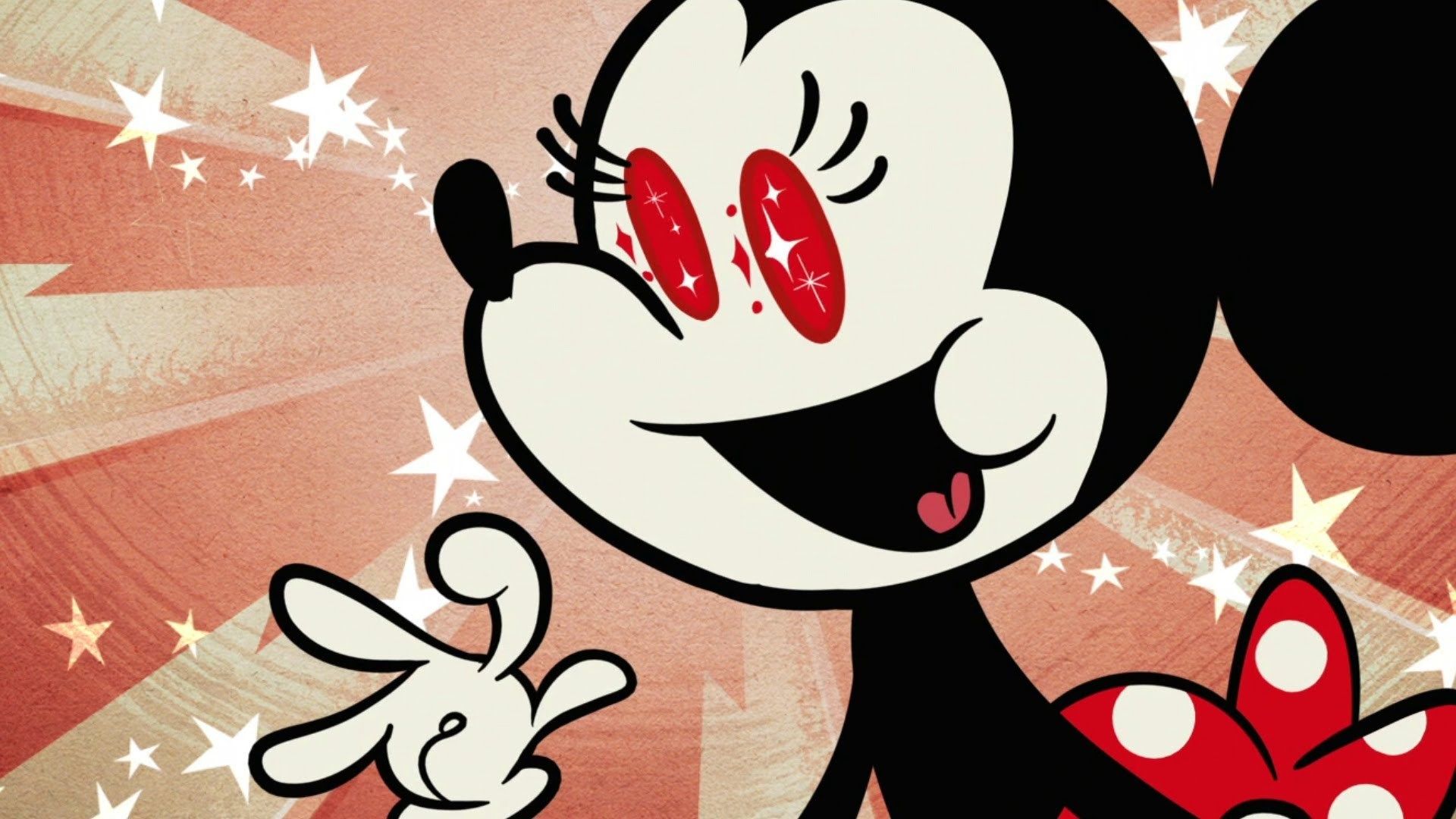 Minnie Maus, Micky Maus, Herzaugen, Verliebt, Sterne, Retro, Full HD, Desktop-Hintergrund