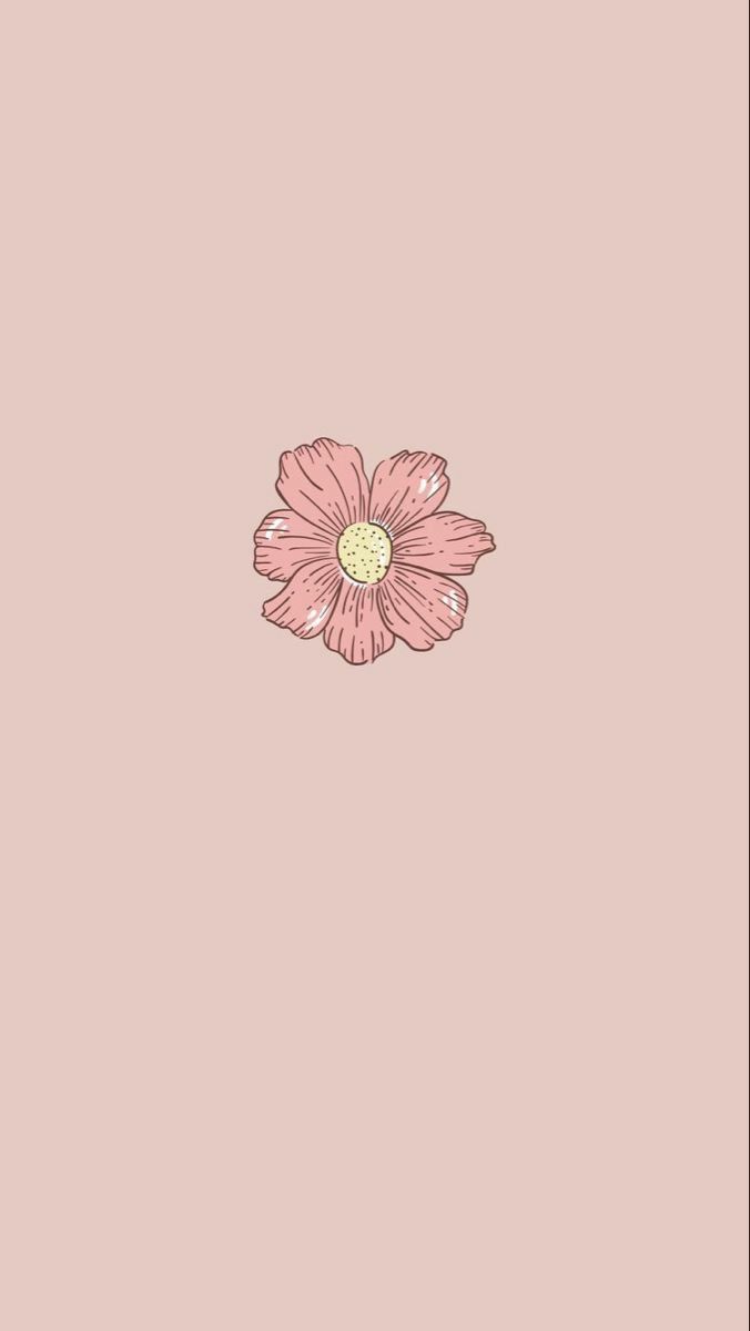 Blume, Illustration, Altrosa, Minimalistisch, Hintergrundbild für iPhone und Android