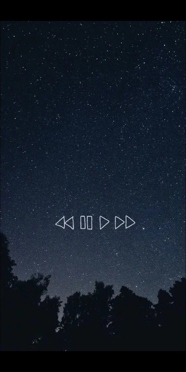 Player-Symbole, Sternenhimmel, Nacht, Bäume, Dunkel, Hochformat, Hintergrundbild fürs Smartphone
