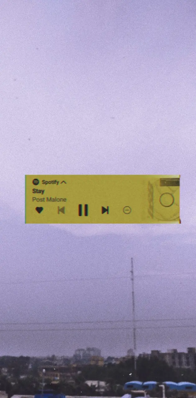 Musikplayer, Lila Himmel, Gelb, Widget, Stadt, Hintergrundbild für iPhone und Android