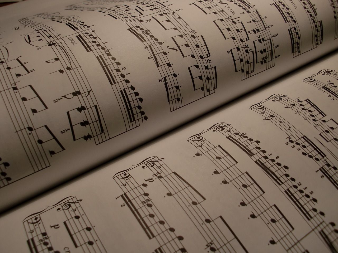 Notenblätter, Musiknoten, Buch, Sepia, Nahaufnahme, HD, iPad-Hintergrundbild