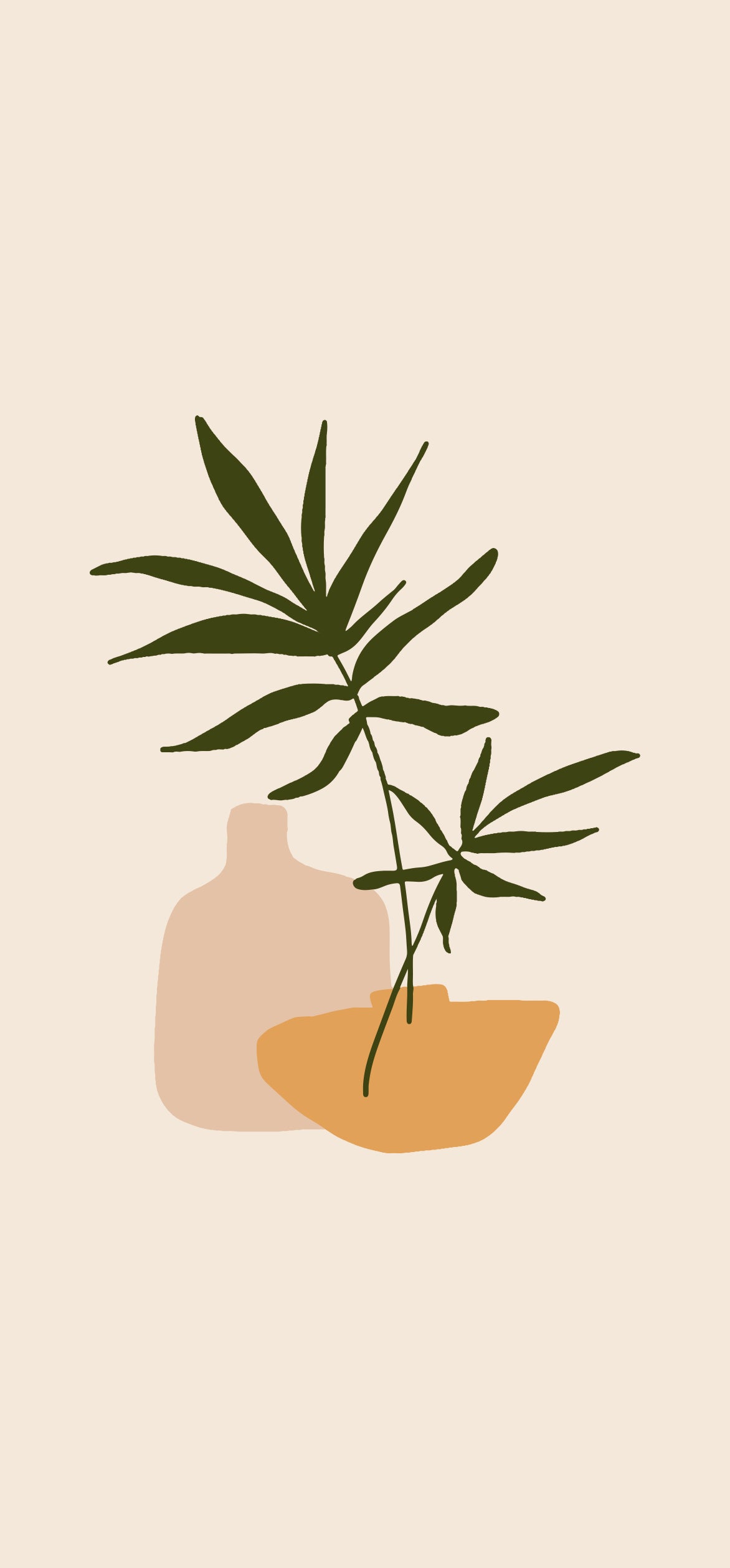 Vase, Pflanze, Boho, Beige, Minimalistisch, Full HD, Hintergrundbild fürs Handy