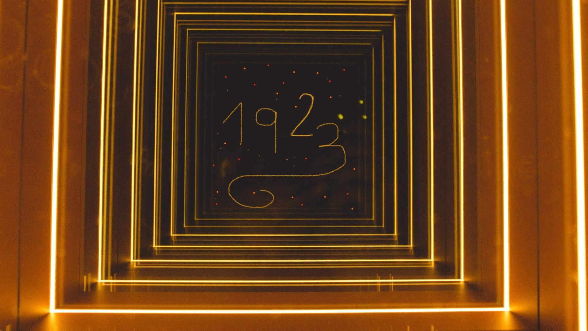 Lichttunnel, Neon, Orange, Zahlen, Rahmen, Full HD 1080p, Desktop-Hintergrundbild