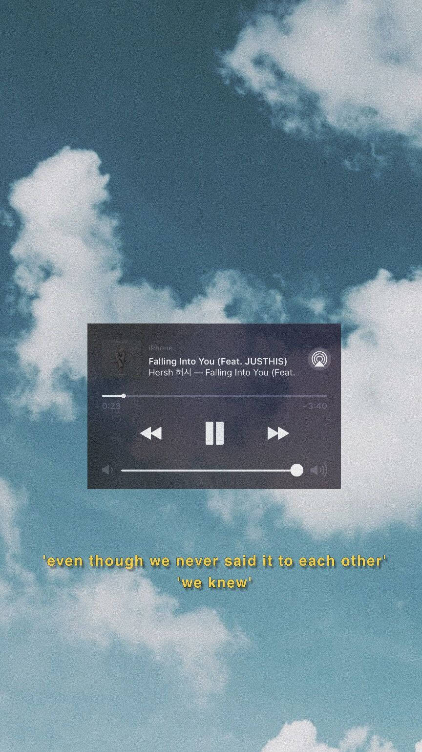 Musikplayer, Wolken, Blauer Himmel, Songtext, Widget, Hintergrundbild für iPhone und Android