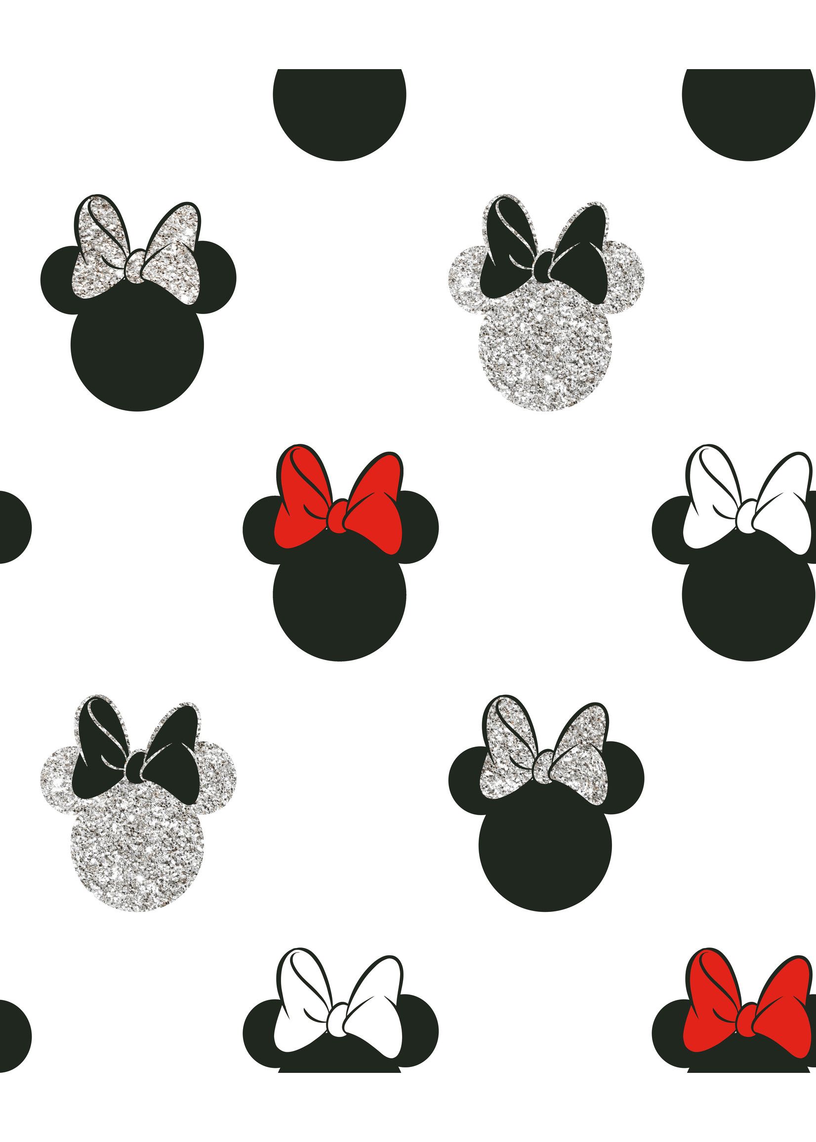 Minnie-Maus-Ohren, Glitzer, Muster, Weiß, Rote Schleife, QHD+, Tablet-Hintergrund