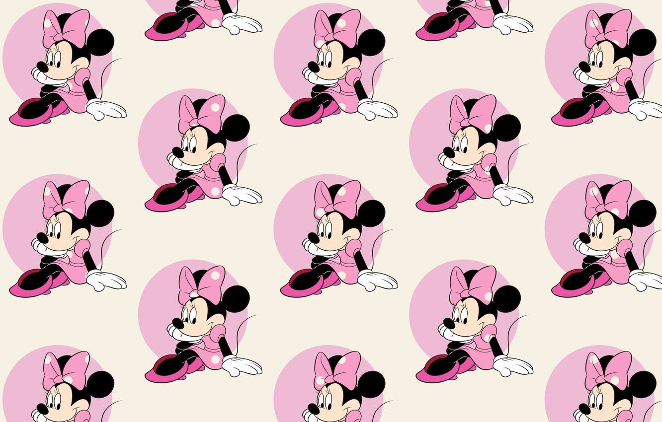 Minnie Maus, Muster, Wiederholung, Rosa, Creme, HD, Desktop-Hintergrund für Windows