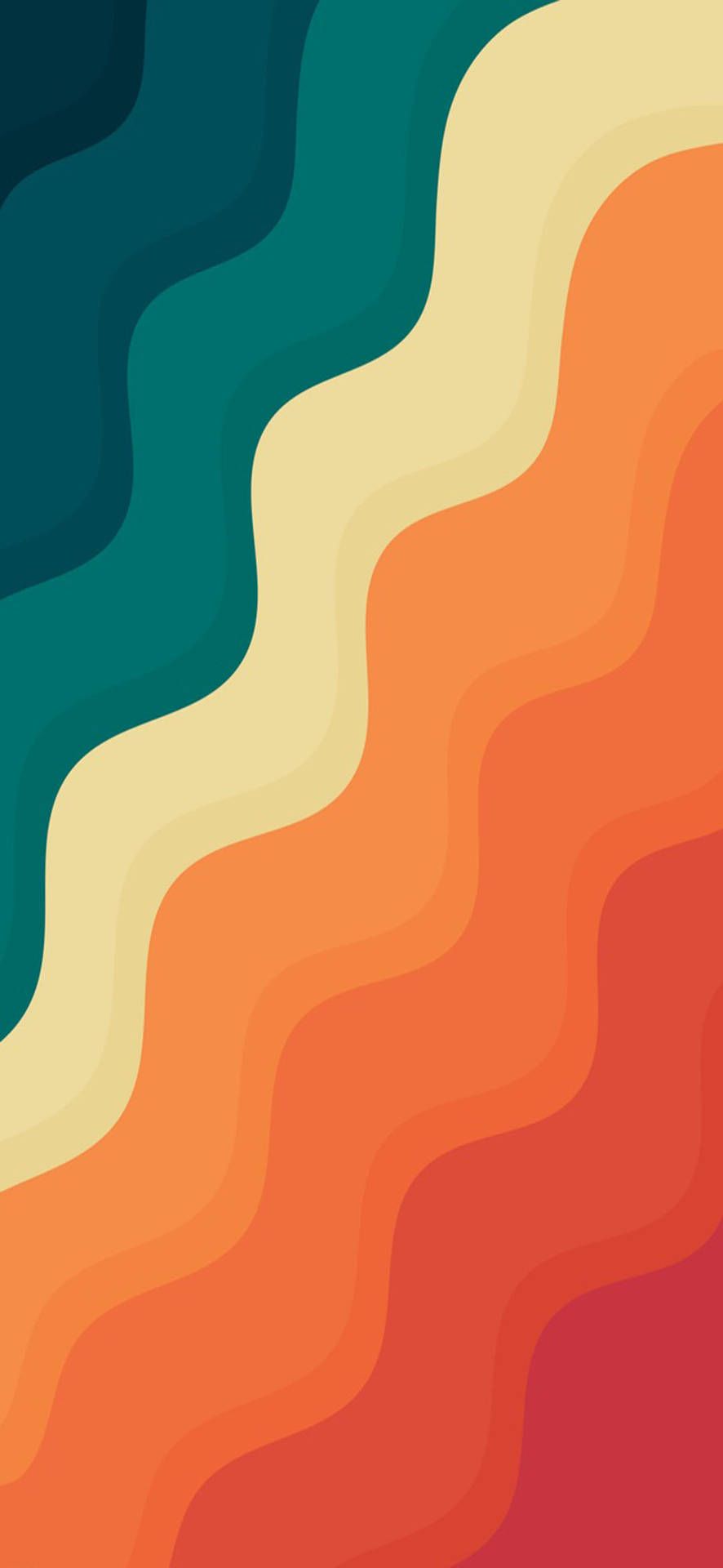 Wellen, Retro, Orange-Türkis, Abstrakt, Google-Pixel-5-Hintergrundbild