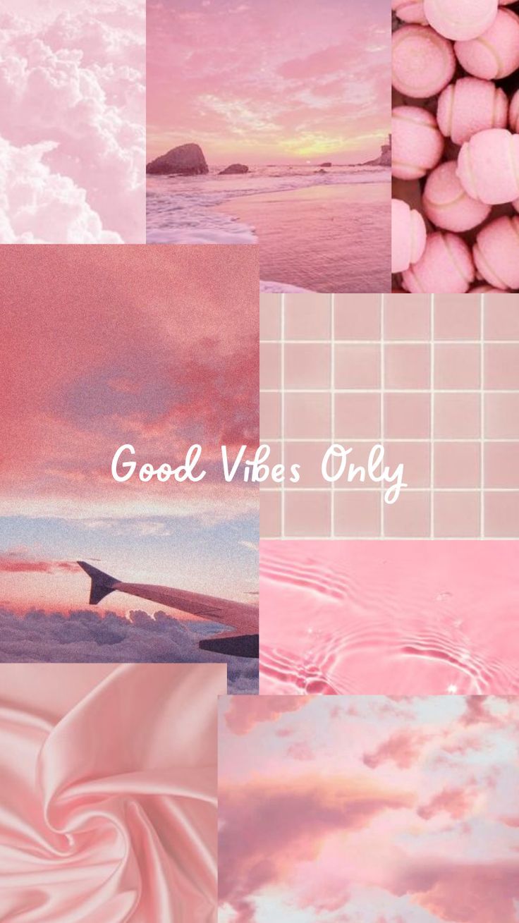 Collage, Good Vibes Only, Rosa, Pastellfarben, Ästhetik, HD, Handy-Hintergrund