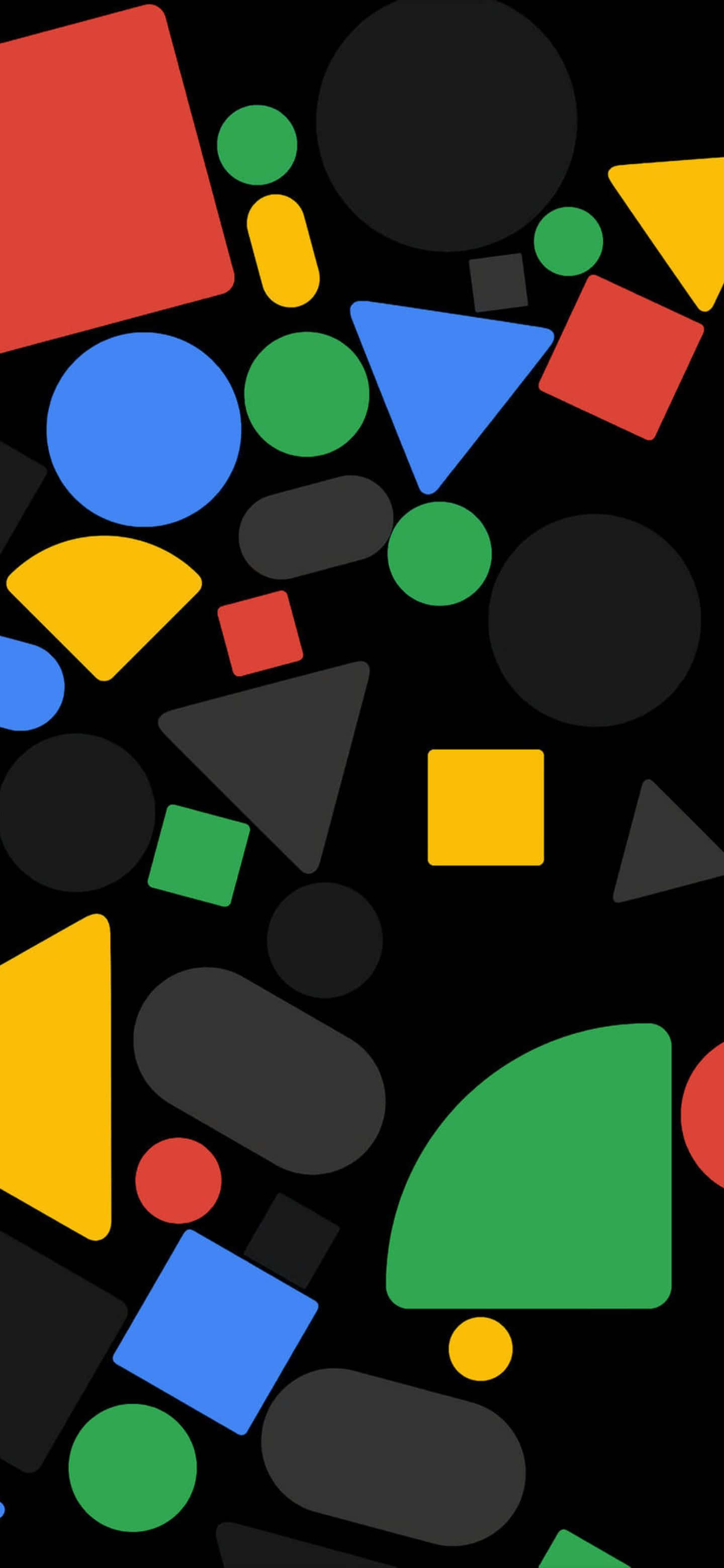 Geometrische Formen, Konfetti, Bunt, Schwarz Hintergrund, Google Pixel 5, Wallpaper