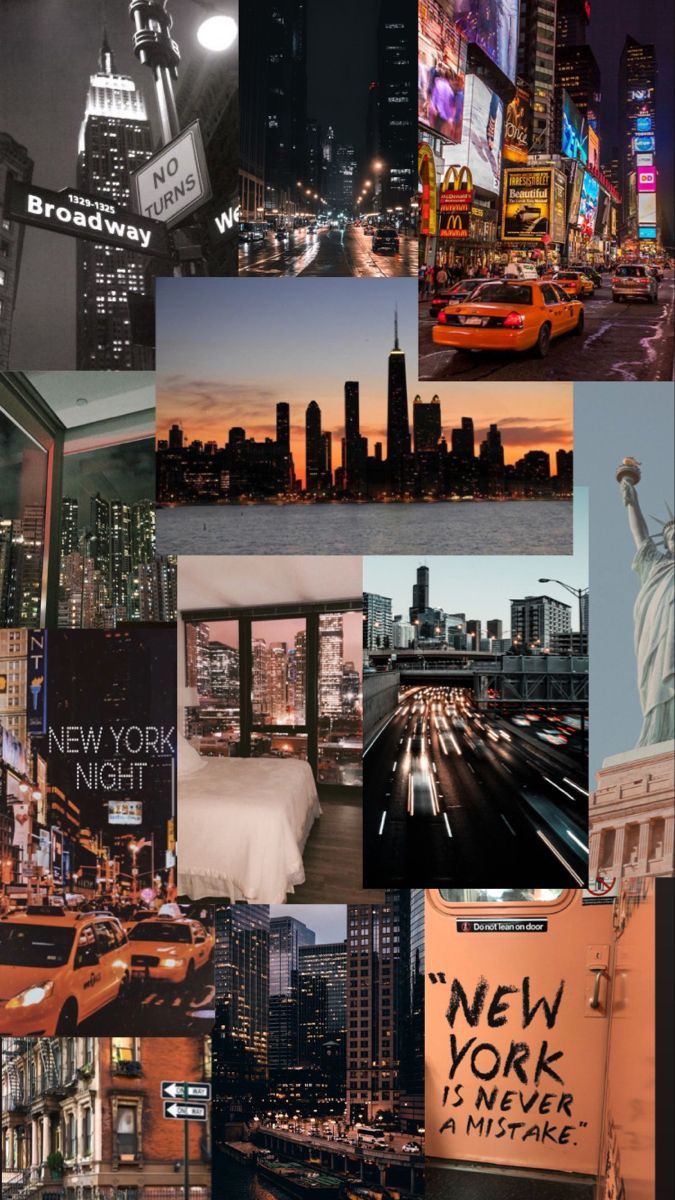 Collage, New York City, Ästhetik, Gelbe Taxis, Hintergrundbild für iPhone und Android