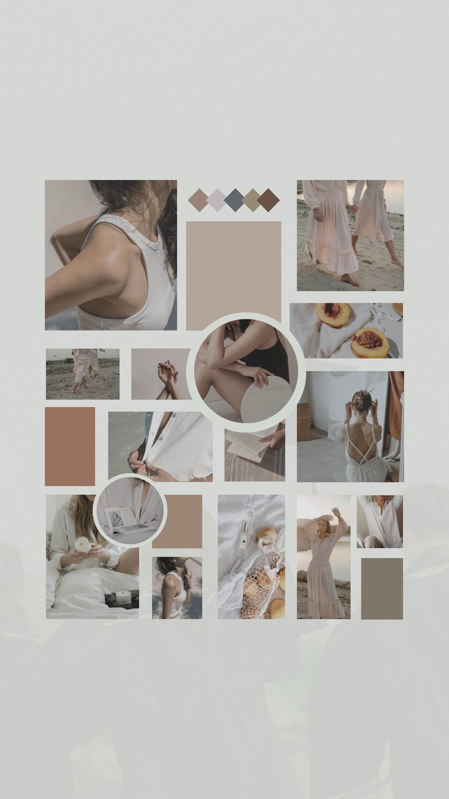 Collage, Beige, Grau, Moodboard, Hintergrundbild fürs Pixel