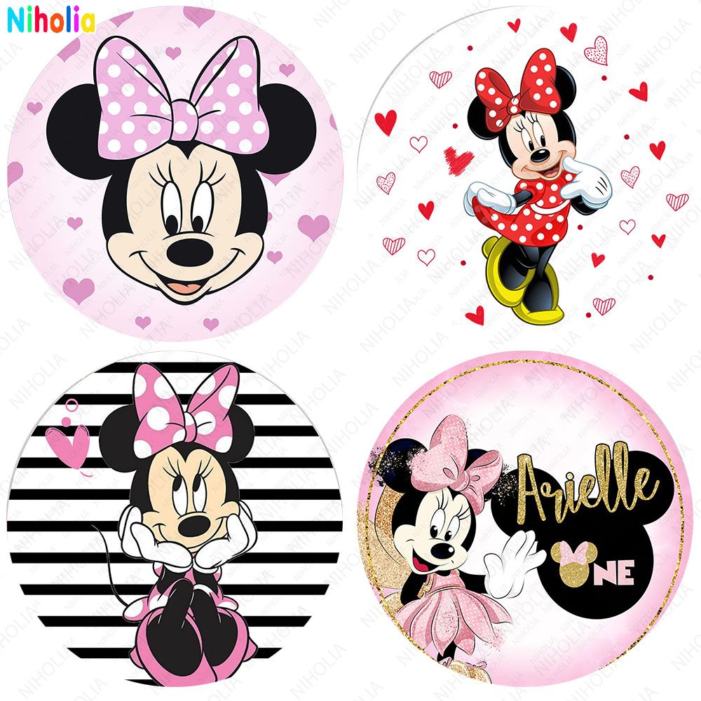 Minnie Maus, Kreise, Collage, Rosa, Hintergrundbild für iPad und Tablet