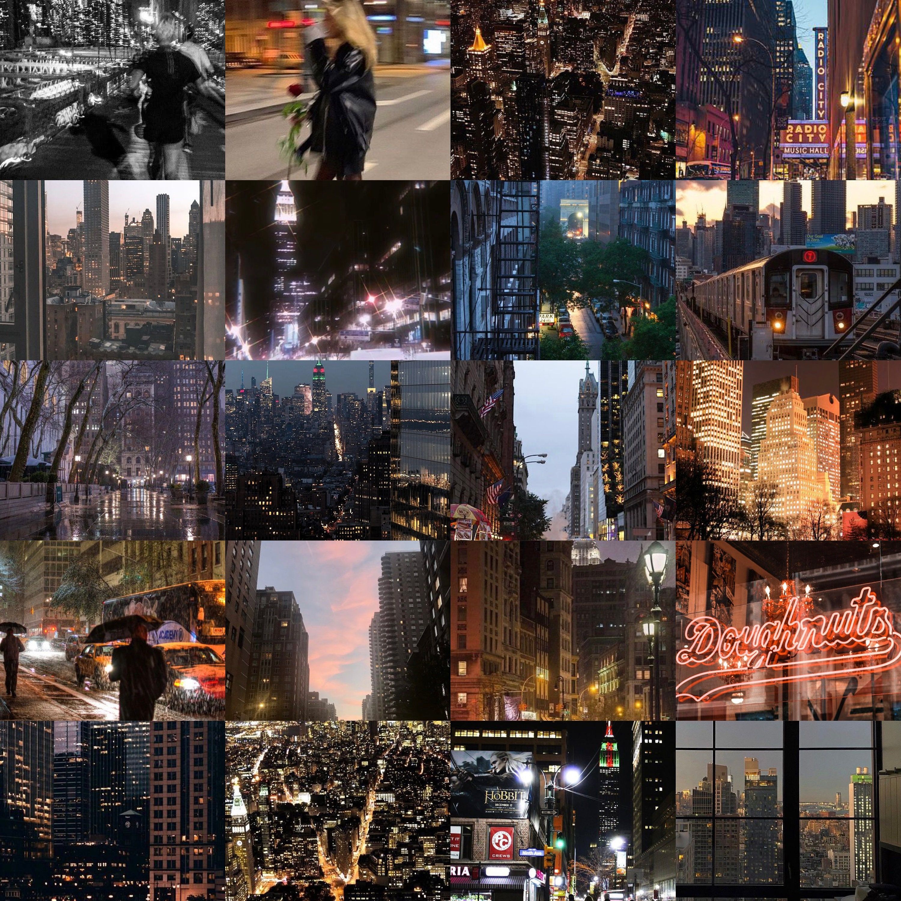Collage, New York City, Straßenszenen, Dunkel, Hintergrundbild für iPad und Tablet
