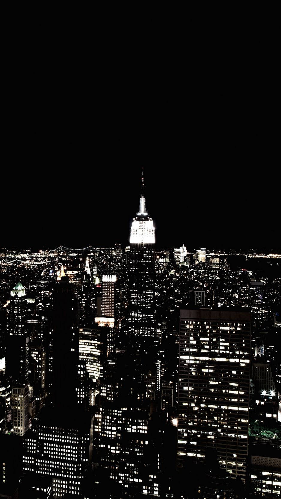 Empire State Building, Manhattan, Schwarz-Weiß, Nacht, HD, Sperrbildschirm fürs iPhone