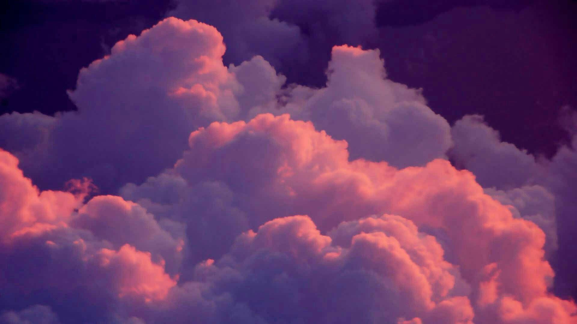 Wolken, Lila Himmel, Rosa Wolken, Dramatisch, Full HD, Desktop-Hintergrund für Windows