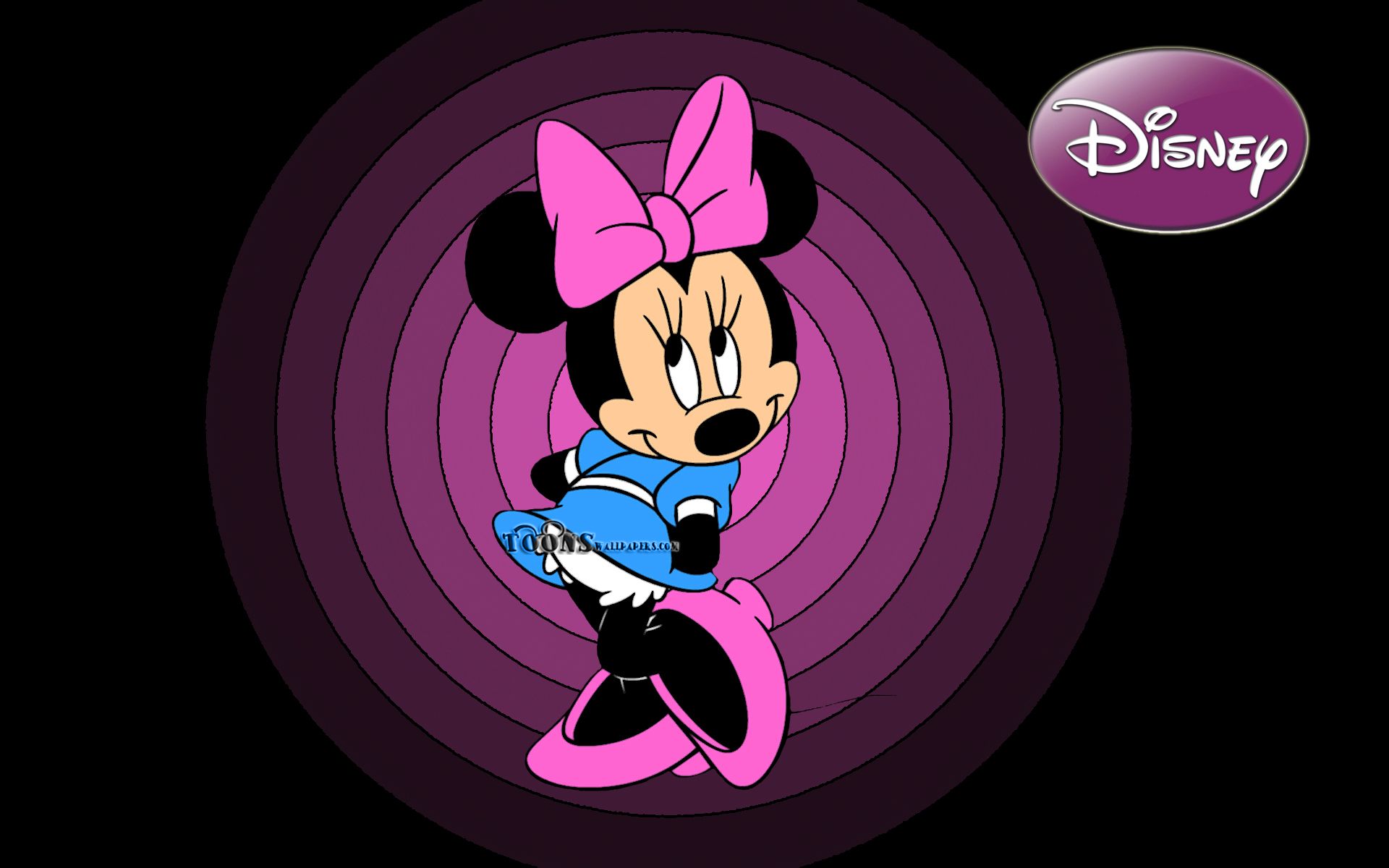 Minnie Maus, Disney, Kreise, Lila, Schwarzer Hintergrund, Full HD Wallpaper