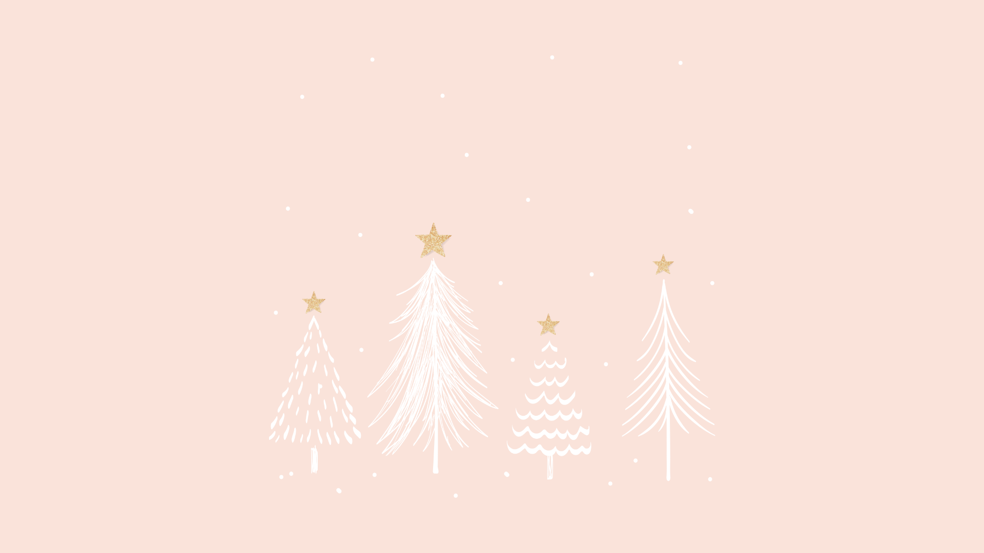 Tannenbäume, Sterne, Minimalistisch, Illustration, Rosa Hintergrund, Full HD Wallpaper