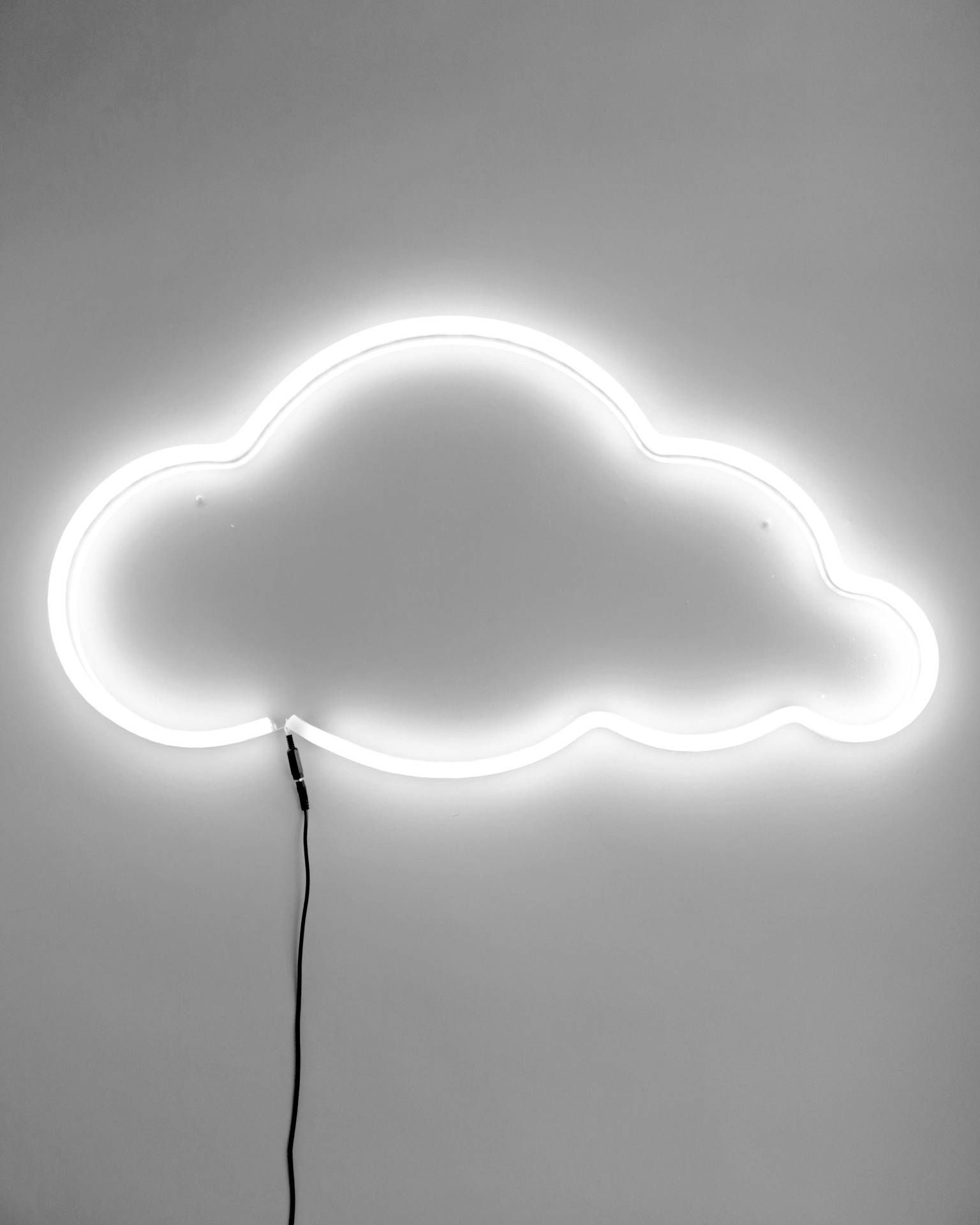 Neon-Wolke, Leuchtreklame, Graue Wand, Minimalistisch, QHD+, iPad-Hintergrundbild