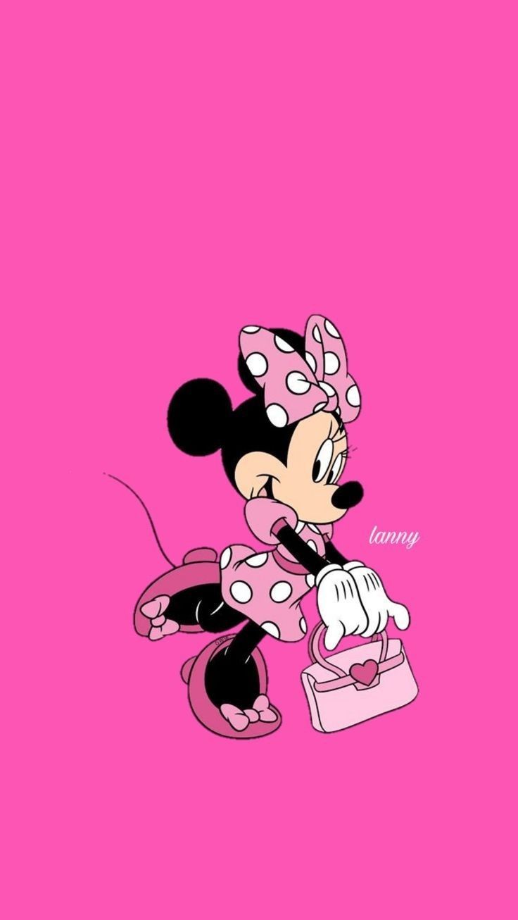 Minnie Maus, Einkaufstüte, Minimalismus, Pink, HD, Sperrbildschirm fürs iPhone
