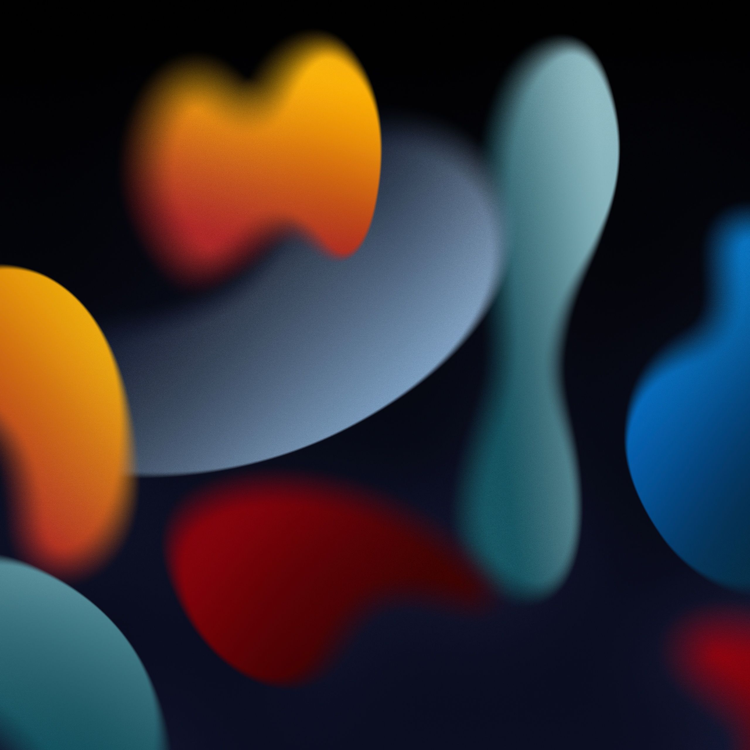iOS 15, Apple, Abstrakte Formen, Unschärfe, Dunkler Hintergrund, 2K Wallpaper