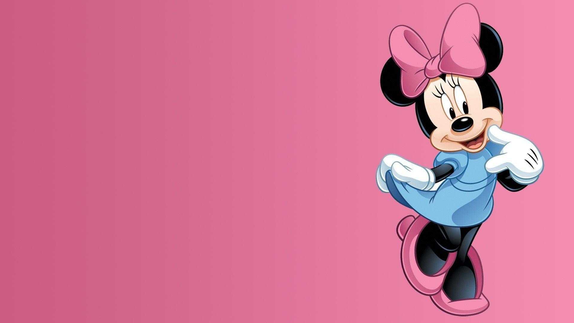 Minnie Maus, Blaues Kleid, Minimalismus, Pink, Full HD 1080p, Desktop-Hintergrundbild