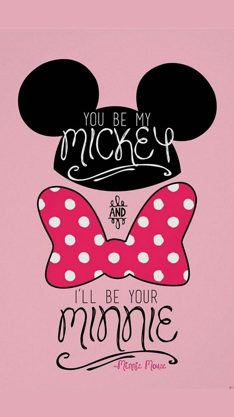 Micky Maus, Minnie Maus, Zitat, Typografie, Rosa, HD, Hintergrundbild fürs Handy
