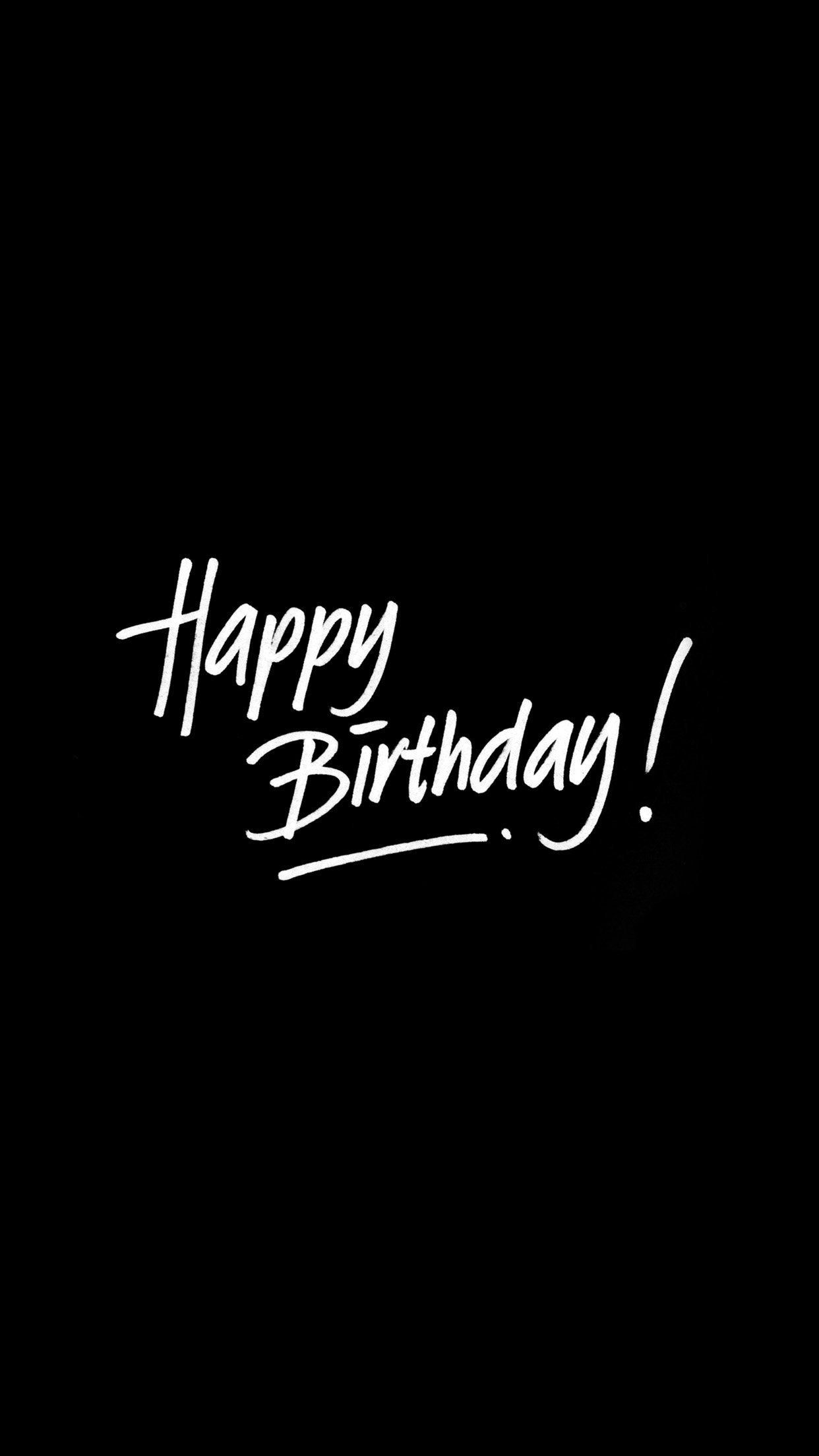 Happy Birthday, Handschrift, Schwarzer Hintergrund, Minimalistisch, Sperrbildschirm fürs iPhone