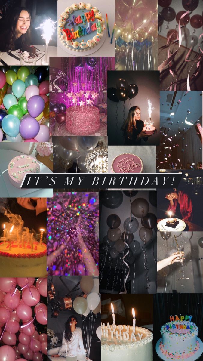 It's my Birthday, Collage, Feier, Kerzen, Ästhetisch, Hochformat, Hintergrundbild fürs Smartphone