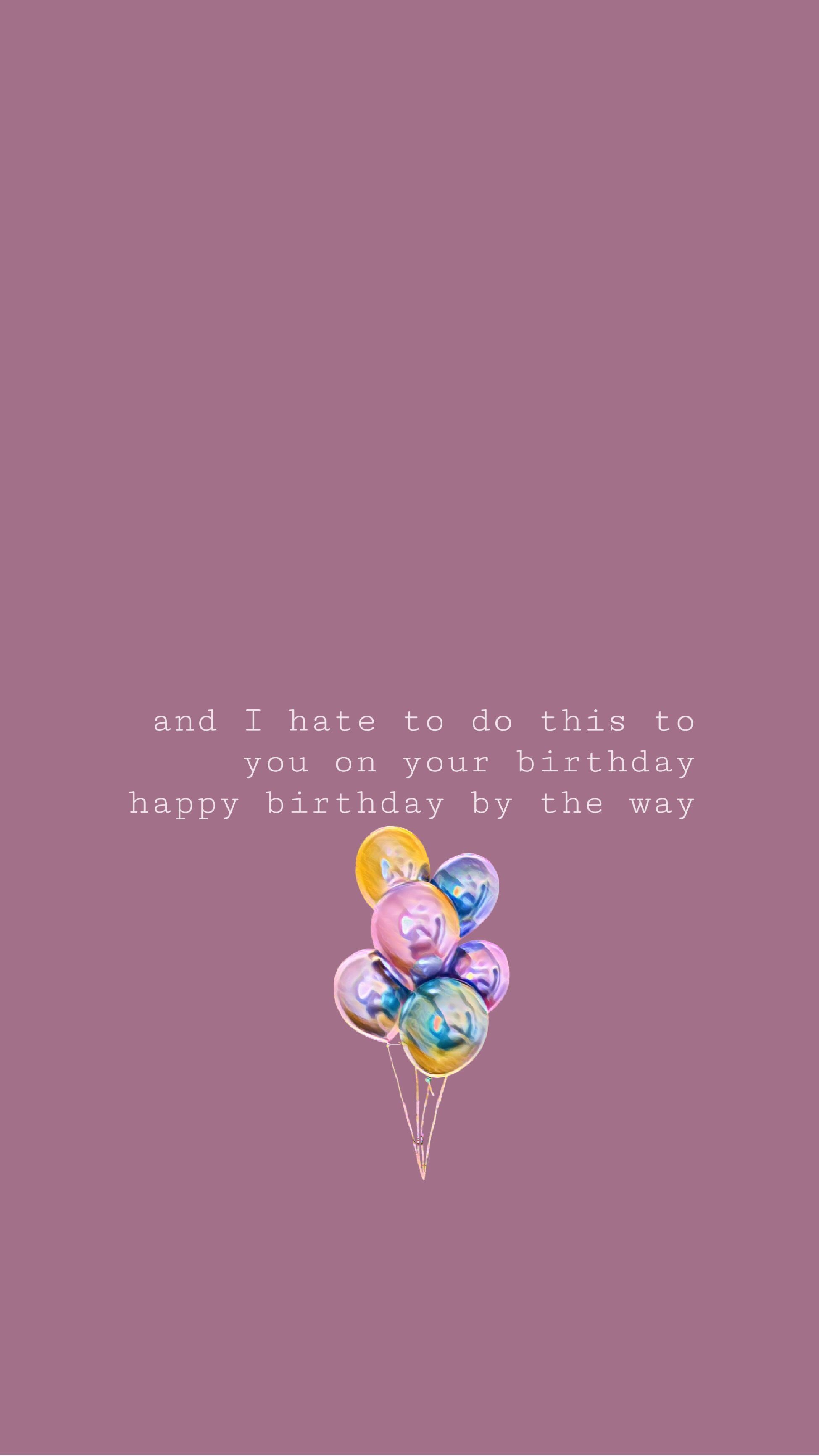 Luftballons, Geburtstagsgruß, Mauve, Minimalistisch, Text, QHD+, Handy-Hintergrund