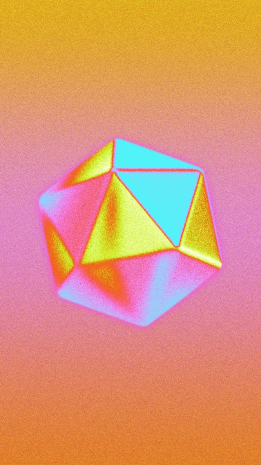 Ikosaeder, Geometrische Form, Farbverlauf, Gelb, Rosa, 3D, HD, Handy-Hintergrund