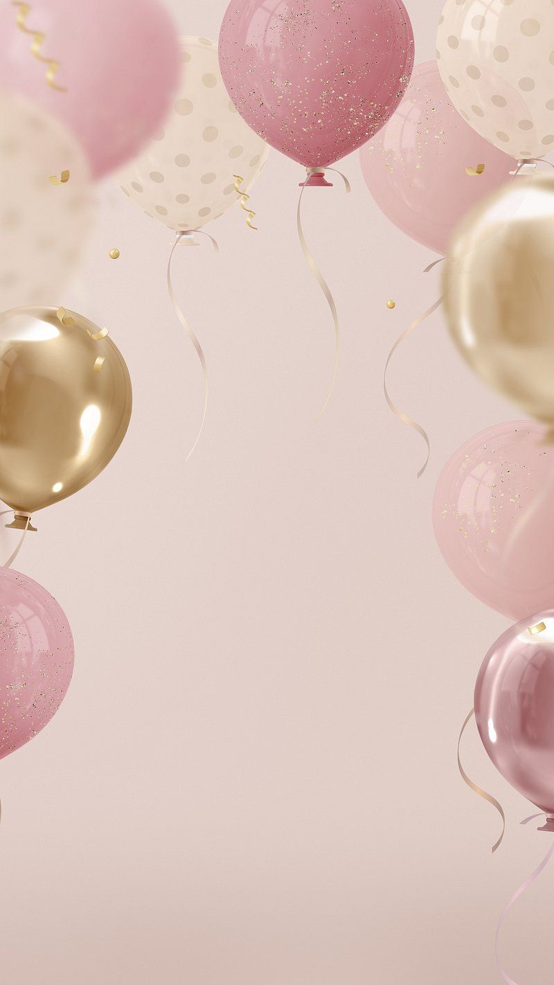 Luftballons, Rosa, Gold, Feier, Sanft, HD, Handy-Hintergrund im Hochformat