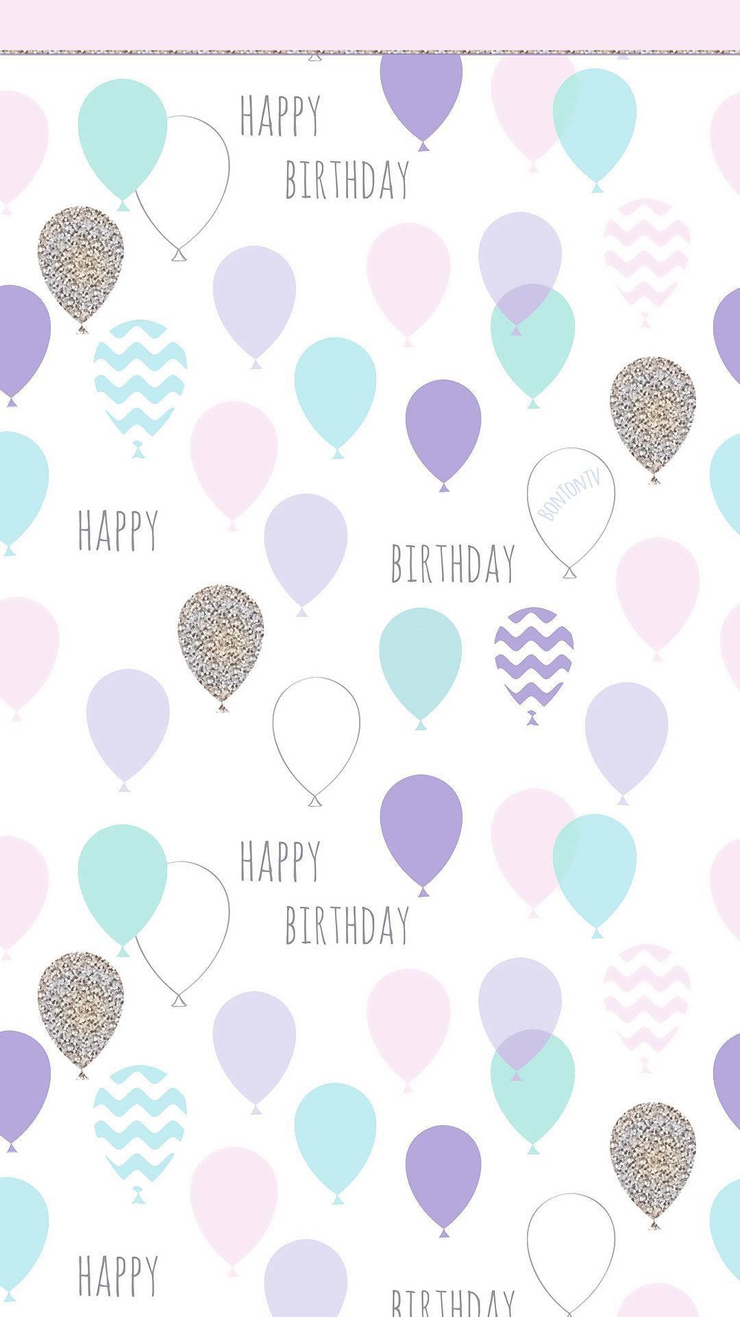 Luftballons, Muster, Happy Birthday, Pastell, Weiß, Full HD, Sperrbildschirm fürs iPhone