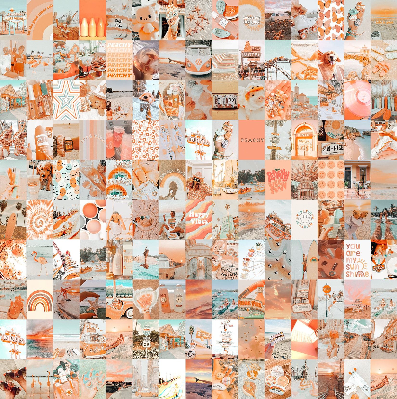 Collage, Orange-Türkis, Strand, Moodboard, HD, iPad-Hintergrundbild
