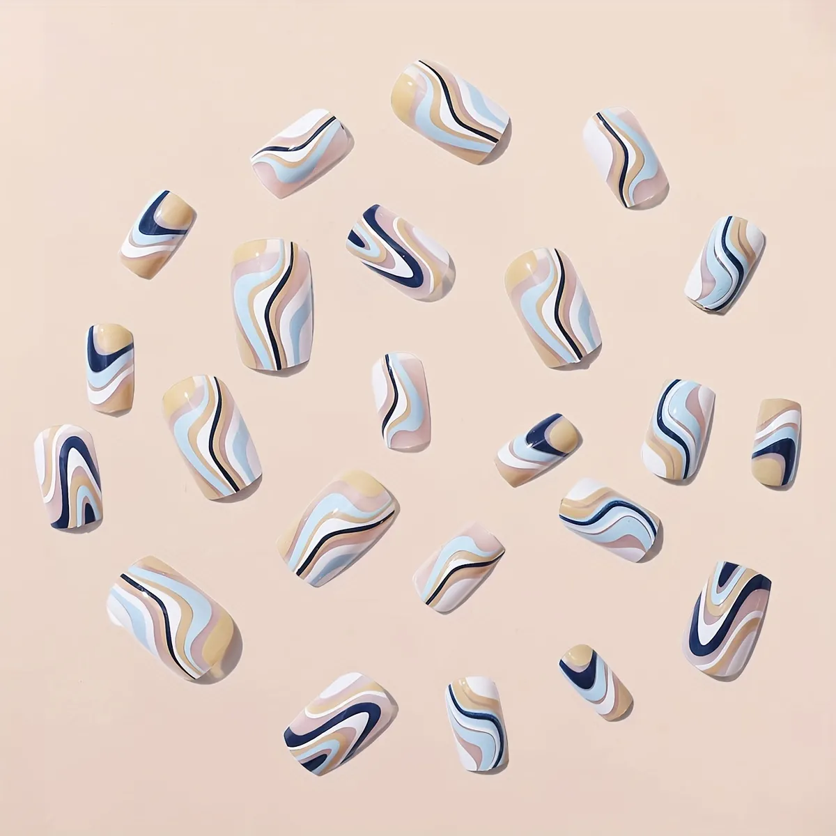 Nageldesign, Wellenmuster, Beige, Kunstnägel, Hintergrundbild für iPad und Tablet