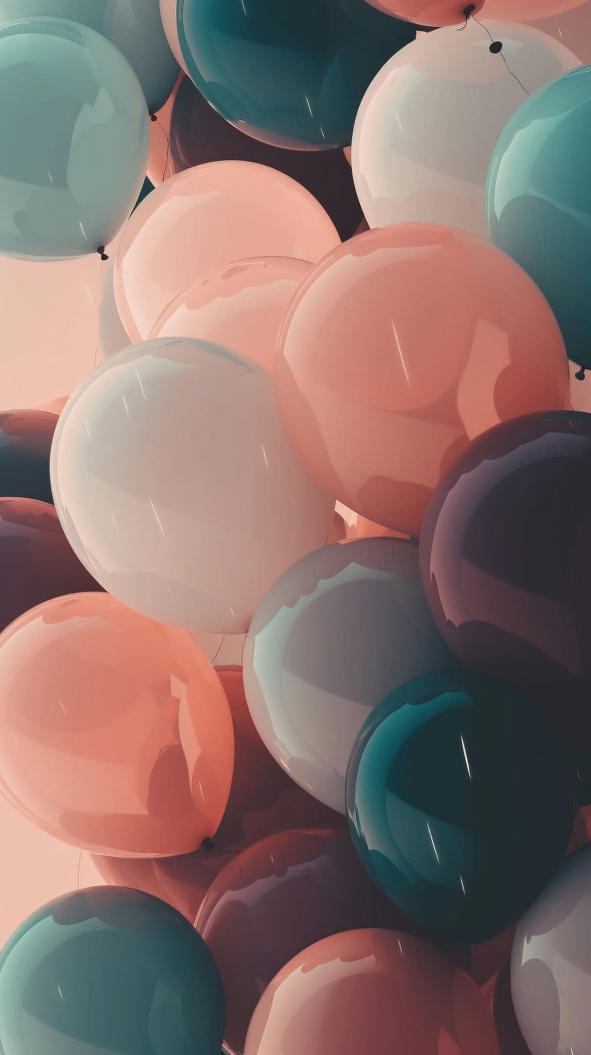 Luftballons, Pastell, Rosa, Petrol, Nahaufnahme, Full HD, Hintergrundbild fürs Handy