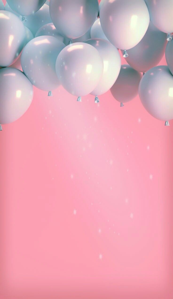 Luftballons, Rosa Hintergrund, Silber, Minimalistisch, HD, Sperrbildschirm fürs iPhone