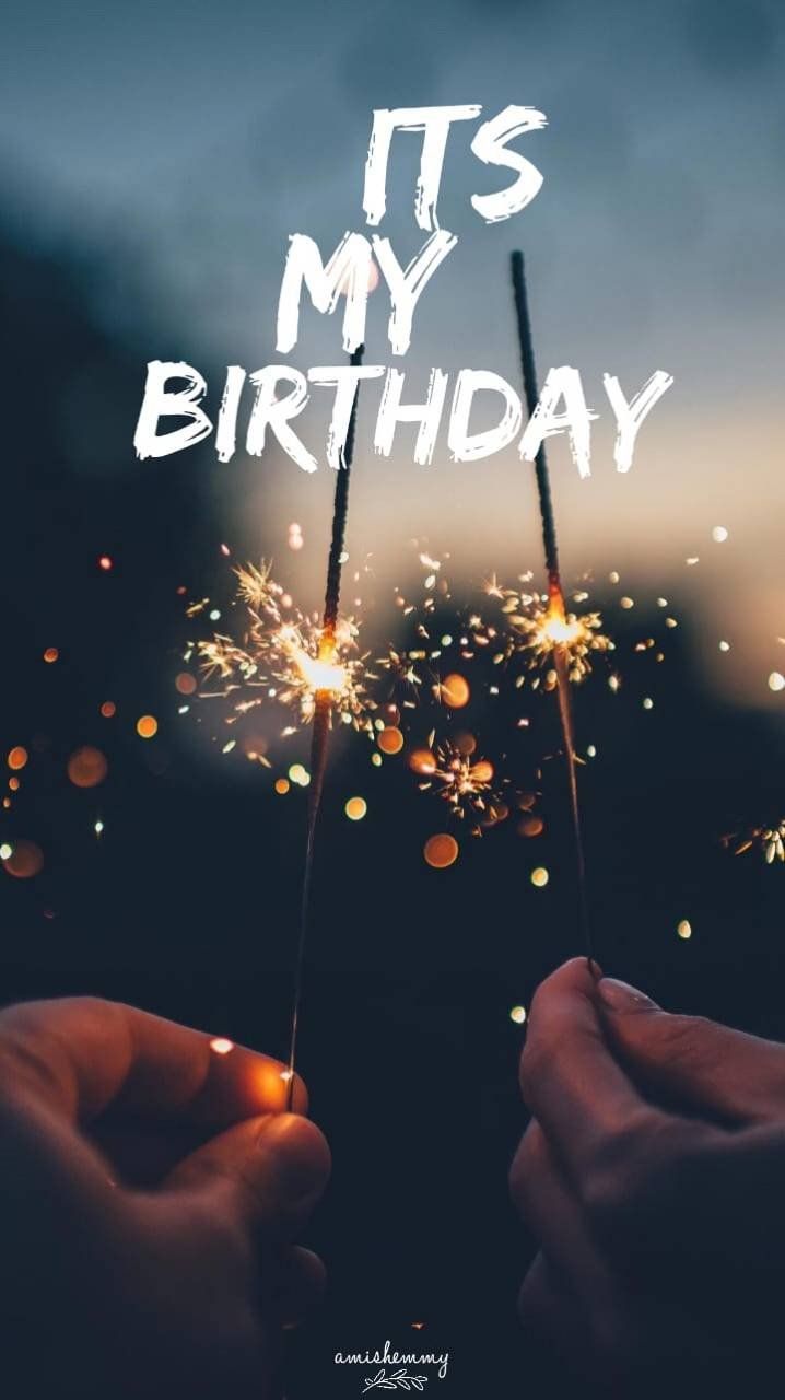 It's my Birthday, Wunderkerzen, Hände, Nacht, Funken, Hochformat, Hintergrundbild fürs Smartphone