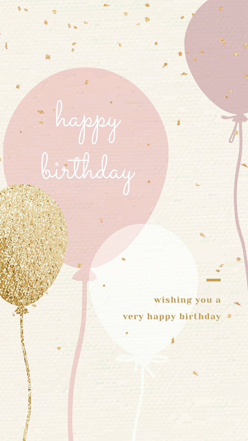 Happy Birthday, Luftballons, Goldglitzer, Pastell, Grußkarte, Hintergrundbild fürs Handy