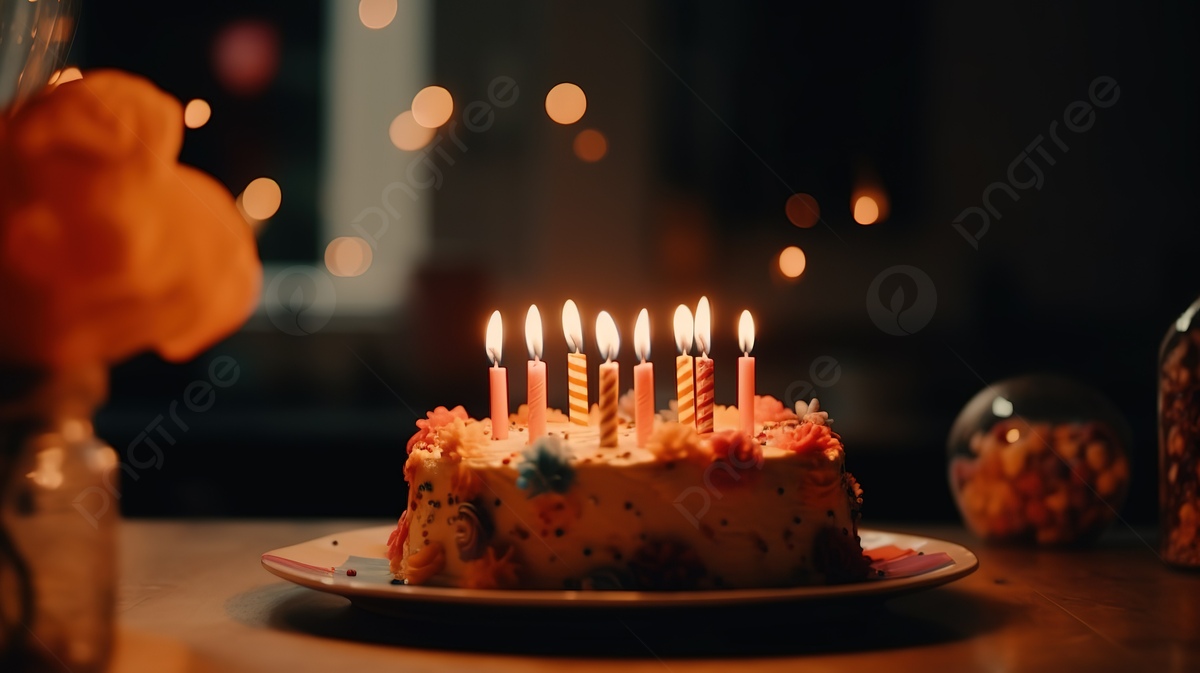 Geburtstagskuchen, Kerzen, Bokeh, Warmes Licht, Dunkel, Hintergrundbild