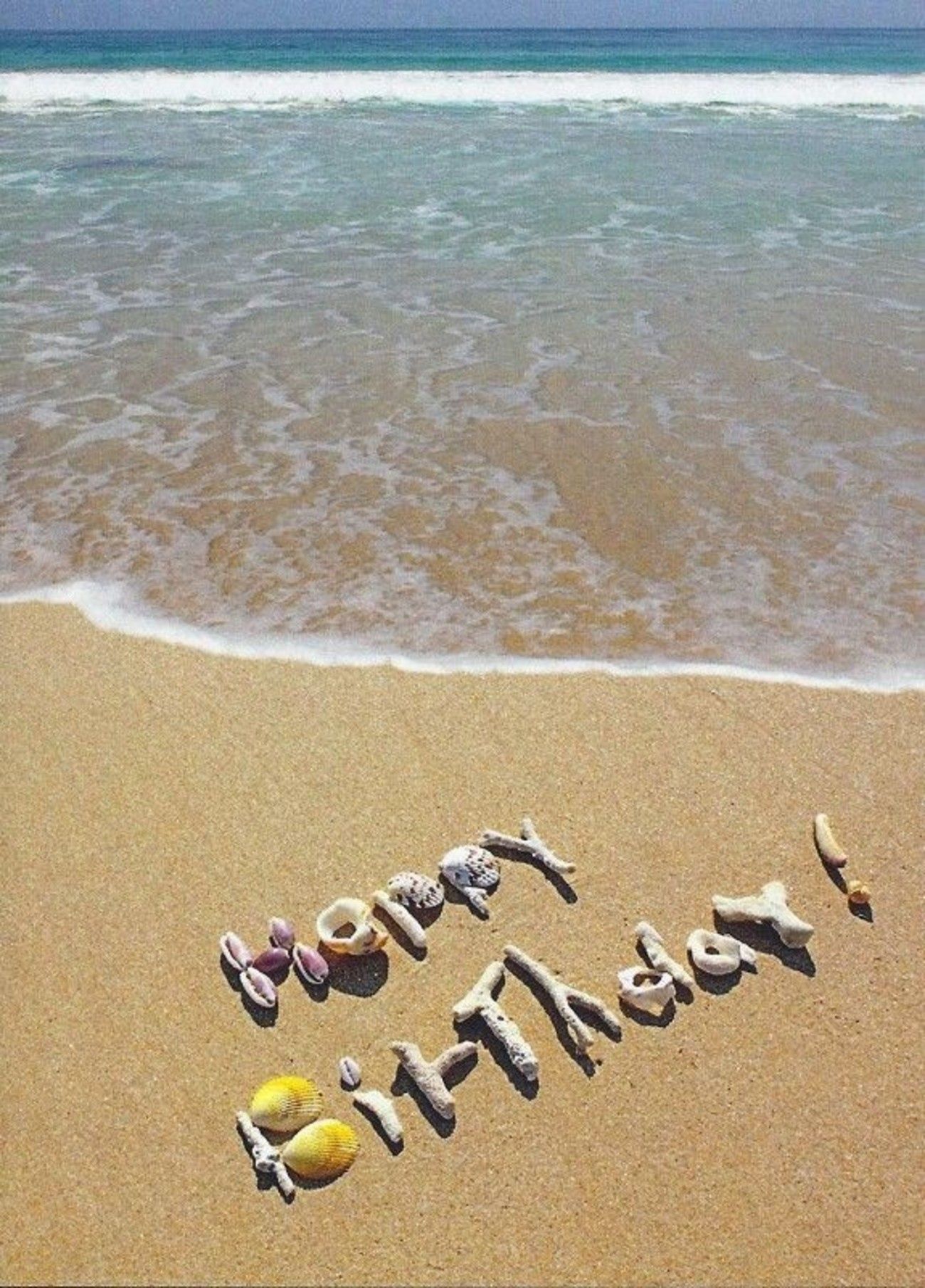 Happy Birthday, Sandschrift, Strand, Meer, Wellen, Full HD, Hintergrundbild fürs Tablet