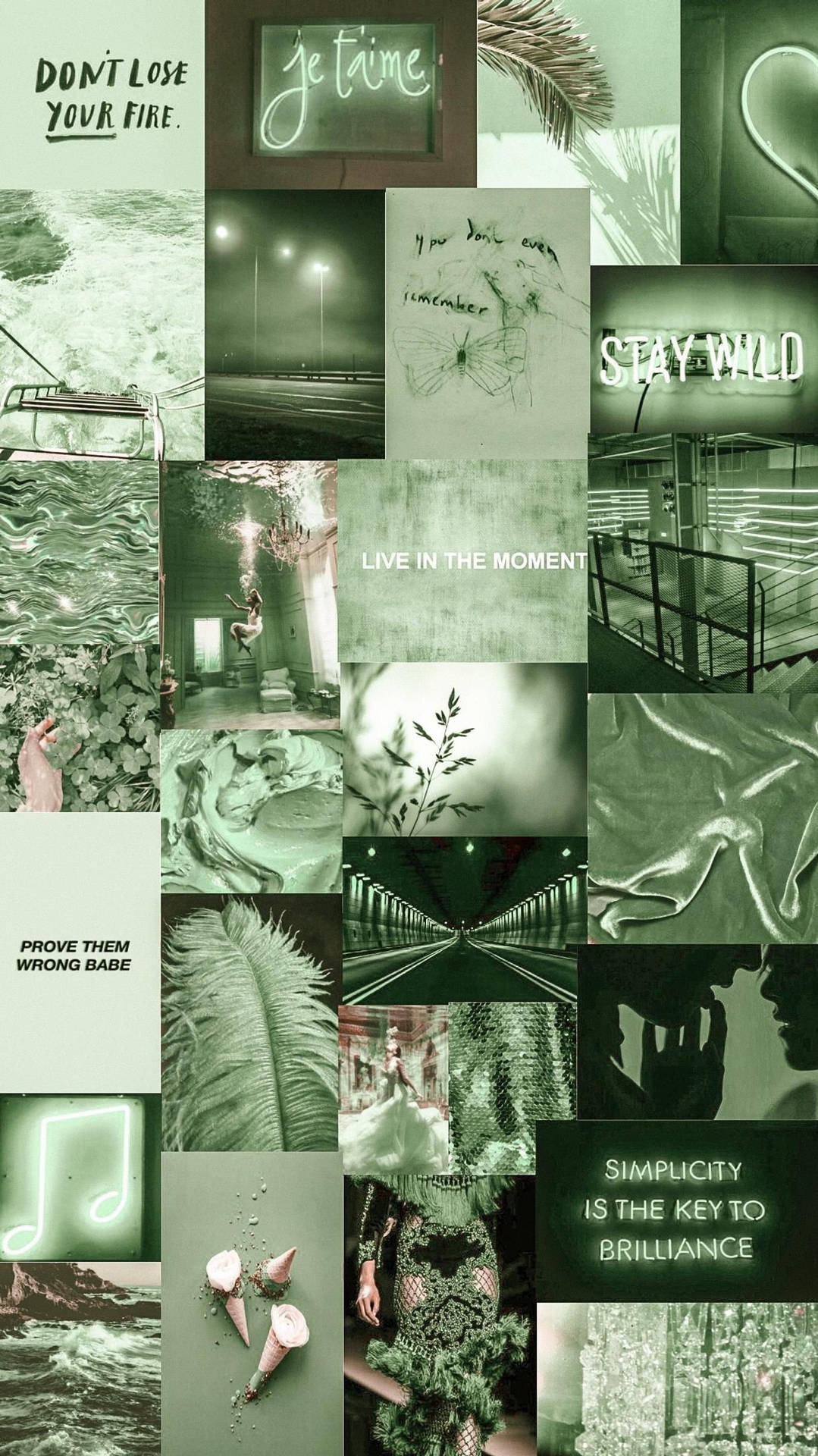 Collage, Zitate, Salbeigrün, Moodboard, Ästhetik, HD, Sperrbildschirm fürs iPhone